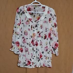 Dress White & Floral Blouse